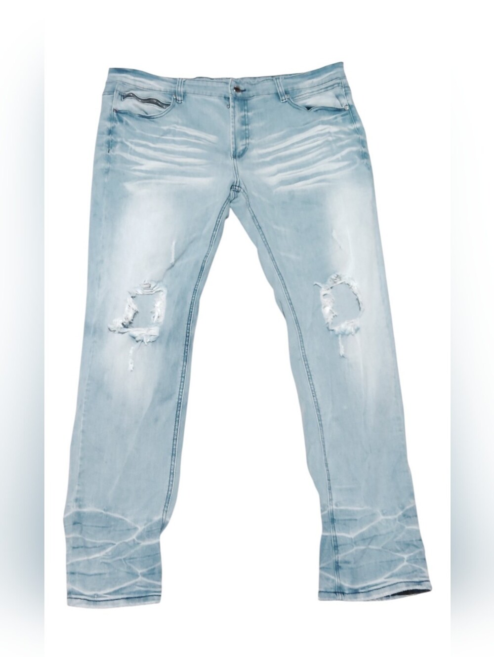Rockstar Original Jeans Stacked Fit Light Wash Ripped Denim Size 42 Mens
